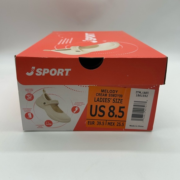 JSPORT Melody Mary Jane Flats Cream US 8.5 | Comfort Lightweight Shoes NWB - Picture 9 of 10